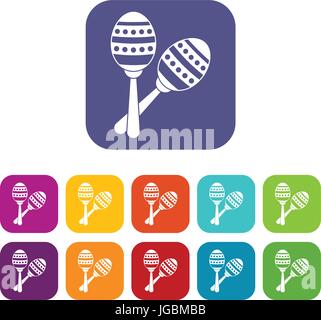 Maracas-Ikonen stellen flach Stock Vektor