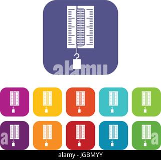 Physik-Dynamometer für Labor Arbeit Icons set Stock Vektor