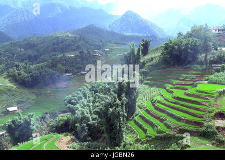 Die atemberaubende Landschaft von Sa Pa im Nordwesten Vietnam. Sapa ist bekannt für seine schönen Reis Terrasse und Heimat für mehrere Gruppen von Minderheiten in Vietnam. Stockfoto