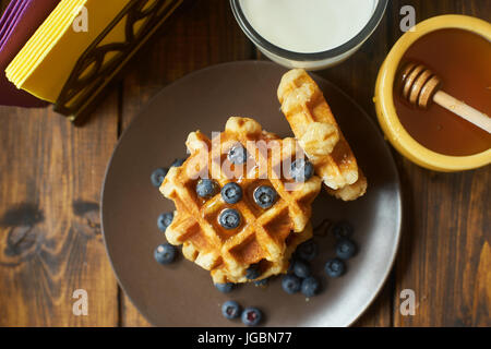 Belgische Waffeln von oben zu sehen. Stockfoto