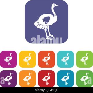 Strauß-Ikonen stellen flach Stock Vektor