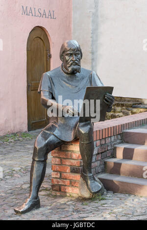 Lucas Cranach der ältere, lebensgroße Bronzeskulptur, Cranach Gemälde Porträt Luthers, Bildhauers Frijo Müller-Belecke, 2005 Stockfoto