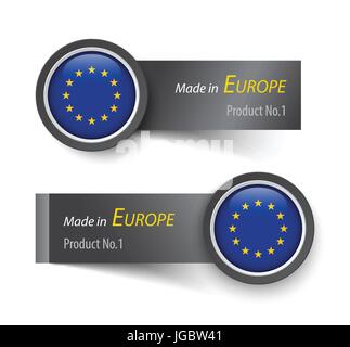 Flaggensymbol und die Beschriftung mit Text in der Europäischen Union (EU) gemacht. Stock Vektor
