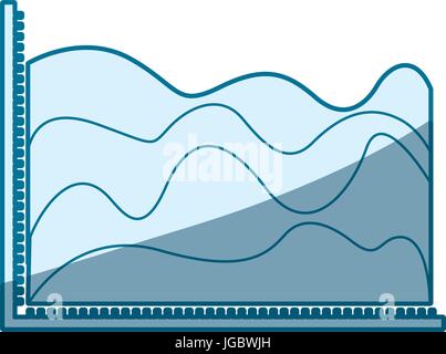 blaue Färbung Silhouette des Statistik-Grafik in Form von Wellen Stock Vektor