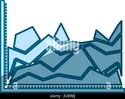 blaue Färbung Silhouette der statistische Diagramme in Form von peak Stock Vektor