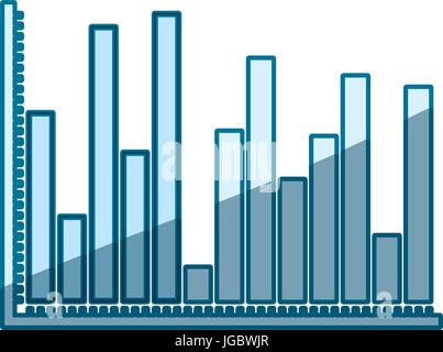 blaue Färbung Silhouette von statistischen Grafiken bars Stock Vektor