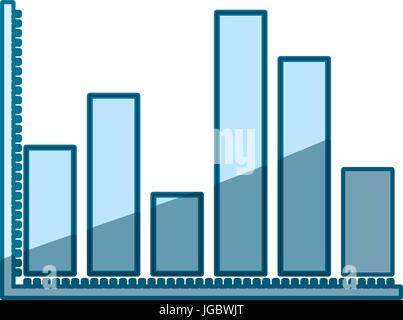 blaue Färbung Silhouette der statistische Diagramme mit dicken Balken Stock Vektor