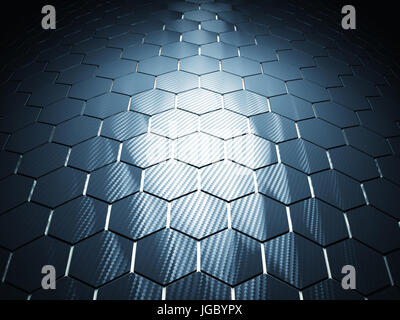Kohlefaser-Sechseck-Muster 3d Rendering Hintergrundbild Stockfoto