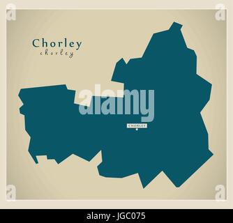 Moderne Karte - Chorley Bezirk von Lancashire England UK illustration Stock Vektor