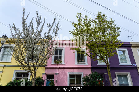 Bunte Häuser in Notting Hill, London Stockfoto