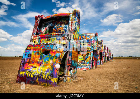 Cadillac Ranch, historische Route 66, Texas, USA Stockfoto