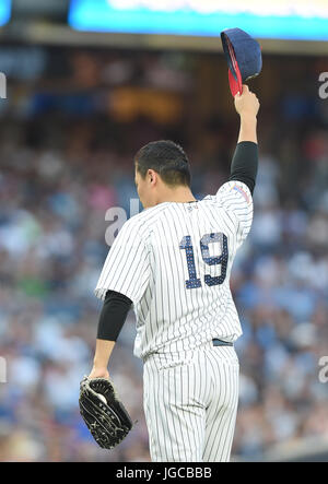 die Bronx, NY, USA. 3. Juli 2017. Masahiro Tanaka (Yankees), 3. Juli 2017 - MLB: Masahiro Tanaka von der New York Yankees in der Major League Baseball Spiel gegen die Toronto Blue Jays im Yankee Stadium in der Bronx, NY, USA. Bildnachweis: AFLO/Alamy Live-Nachrichten Stockfoto