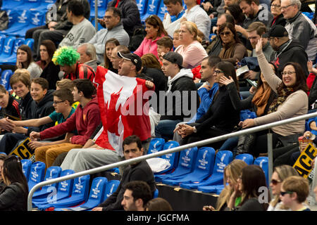 Curitiba, Brasilien. 5. Juli 2017. Kanadische Verfechter während der Welt-Liga Volleyball in der Partie zwischen Russland und Kanada realisiert in Arena Baixada in Curitiba, PR. Credit: Reinaldo Reginato/FotoArena/Alamy Live News Stockfoto