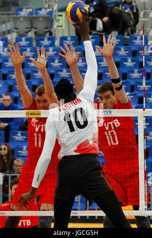 Curitiba, Brasilien. 5. Juli 2017. Volleyball Weltliga, Übereinstimmung zwischen Russland und Kanada anlässlich der Arena da Baixada in Curitiba, PR. Credit: Guilherme Artigas/FotoArena/Alamy Live News Stockfoto