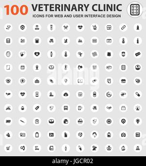 Tierklinik-Icons für Web und User-Interface-design Stock Vektor