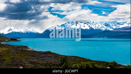 Lake Tekapo und Berge, Mount Cook, Canterbury, Neuseeland Stockfoto