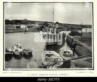 St. Mawes, Hafen von Falmouth, Cornwall, c. 1913. Von John Charles BURROW Stockfoto