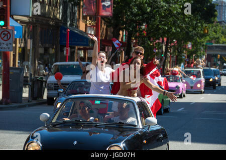 Junge Kanadier feiert Kanada 150 Tag in Vancouver, 1. Juli 2017, Kanada Tag 150, Vancouver, Kanada Stockfoto