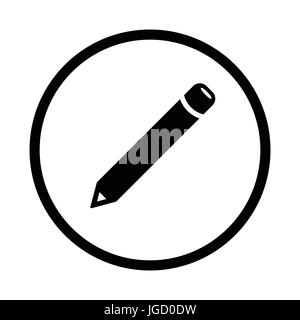 Bleistift-Symbol, Wahrzeichen in einem Kreis auf weißem Hintergrund. Vektor Designikonen. Stock Vektor