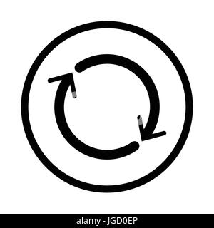 Symbol "Zurücksetzen", Wahrzeichen in einem Kreis auf weißem Hintergrund. Vektor Designikonen. Stock Vektor