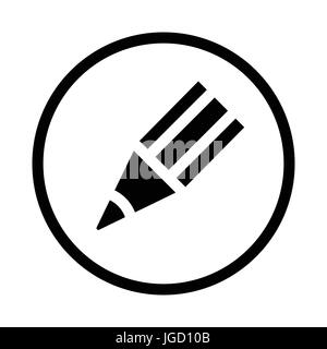 Bleistift-Symbol, Wahrzeichen in einem Kreis auf weißem Hintergrund. Vektor Designikonen. Stock Vektor