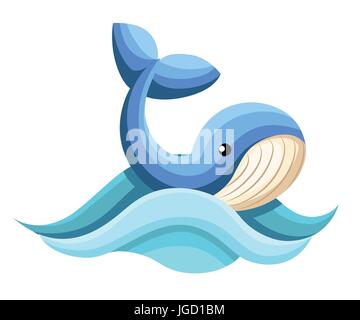Cartoon Wal Vektor Karte süß glücklich Ozean Wal. Schöne Karte kindisch. Lächelnd Wal. Webseite und mobile app-Design-Vektor-element Stock Vektor