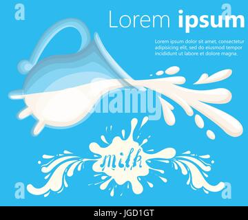 Milch spritzt, Tropfen und blots Set weiße Milch Spritzen und Blot. Isolierte Logo-Designs mit Schriftzug setzen Web-Seite und mobile app-Design Vektor-ele Stock Vektor