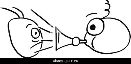 Cartoon-Vektor der Mann spielt Horn Vuvuzela sound gegen einen anderen Mann. Stock Vektor