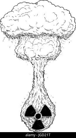 Vektor Doodle Handzeichnung Illustration der Kernstrahlung Explosion das Symbol aus. Stock Vektor