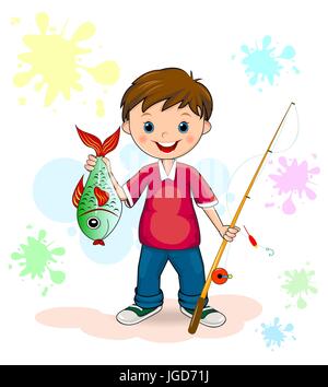 Fischer und Fische Stock Vektor