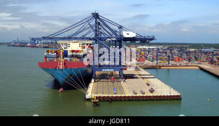 Einen tollen Blick auf den Hafen von Felixstowe, Suffolk Stockfoto