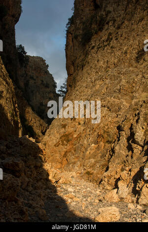 Aradena-Schlucht ist eine tiefe Kalkstein-Schlucht läuft aus der Lefka Ori oder weißen Berge bis in den Süden Kretas. Heutzutage ist es eine beliebte Wanderung Stockfoto