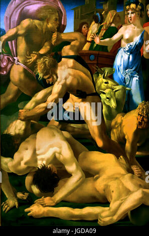 Moses verteidigt die Töchter Jethro von den Hirten 1523 Giovanni Battista di Jacopo1494-1540 bekannt als Rosso Fiorentino Italien Florenz Stockfoto