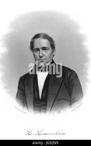 Gravierte Portrait von Hannibal Hamlin, diente als ein US-Senator und Vertreter sowie der 15. Vizepräsident der Vereinigten Staaten, 1834. Von der New York Public Library. Stockfoto