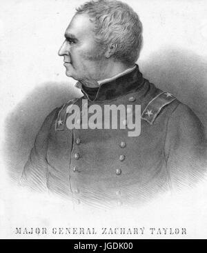 Gravierte Portrait von Zachary Taylor, Major General der United States Army und der 12. Präsident der Vereinigten Staaten, 1834. Von der New York Public Library. Stockfoto