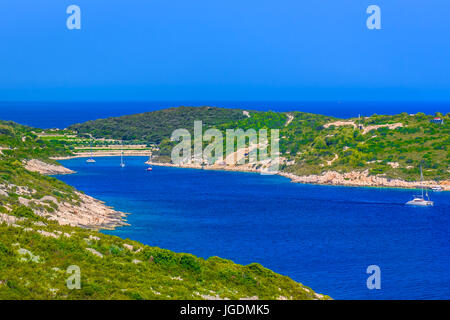 Aerial Landschaft im Süden Kroatiens, Insel Vis-Landschaft. Stockfoto