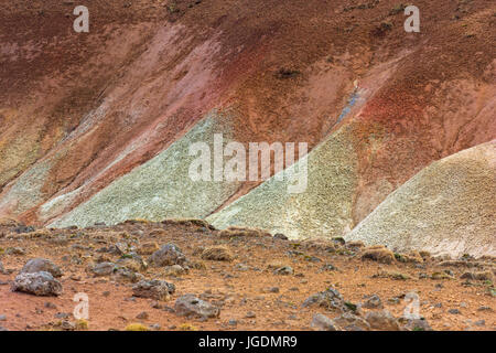 Seltun, geothermischen Feld mit vulkanischen Fumarolen, Schlammlöcher und heiße Quellen, Halbinsel Reykjanes, Island Stockfoto