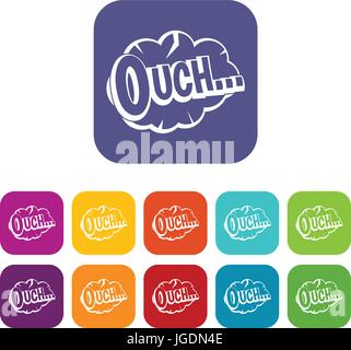 Autsch, stellen Rede Wolke Icons flach Stock Vektor