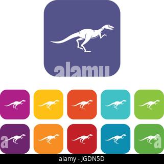 Velyciraptor Symbole festgelegt flach Stock Vektor