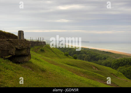 Omaha Strand an einem regnerischen Tag, Normandie, Frankreich. Stockfoto