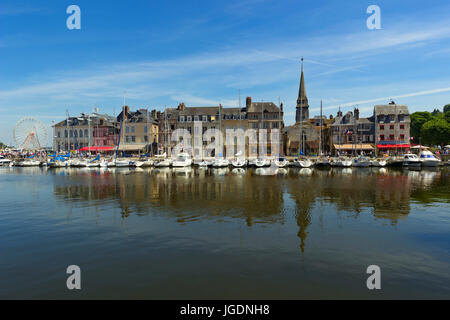 Ansicht von Honfleur, charakteristische Stadt in der Normandie, Frankreich. Stockfoto