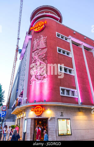 Hard Rock Cafe Lissabon - das berühmte Restaurant in Lissabon - Lissabon - PORTUGAL-2017 Stockfoto