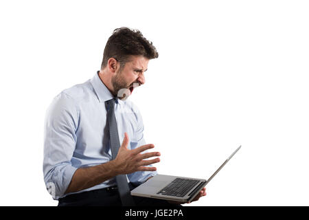 Stress und Frustration aufgrund eines Computers Stockfoto