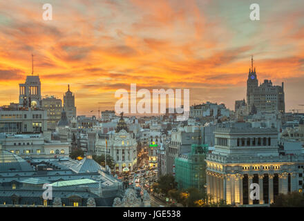 Madrid Zentrum Skyline der Stadt. Madrid, Spanien. Stockfoto