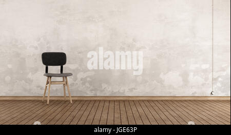 Retro-Stuhl in einem Raum mit alten Mauer und Holzboden - 3d rendering Stockfoto