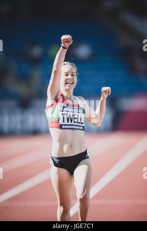 Stephanie Twell gewinnt die 5000m bei den britischen Meisterschaften und World Trials im Alexander Stadium, Birmingham, UK am 1-2 Juli 2017 Stockfoto