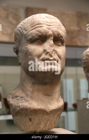 Vespasian (9-79 n. Chr.). Römischer Kaiser von 69-79 n. Chr.. Flavian Dynastie. Büste von Karthago, Tunesien, ca. 70-80 n. Chr.. British Museum. London. UK Stockfoto