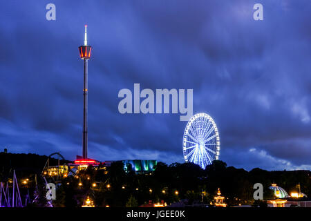 Göteborg mit Lisebergs Vergnügungspark und Gothia towers Stockfoto