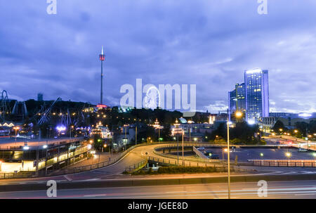 Göteborg mit Lisebergs Vergnügungspark und Gothia towers Stockfoto