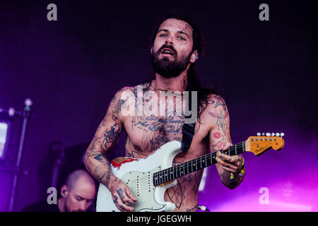 Biffy Clyro beim Glastonbury Festival 2017 - Sonntag, 25. Juni 2017. Glastonbury Festival ist das größte Greenfield-Musik und darstellende Kunst-Festival der Welt. Im Bild - Simon Neil. Stockfoto